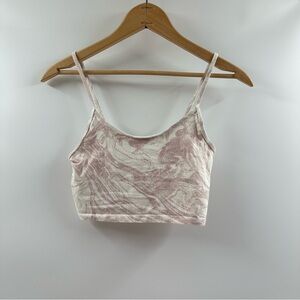 Forever 21 Cropped Tank Top – White & Light Purple Marble Pattern, Size Small